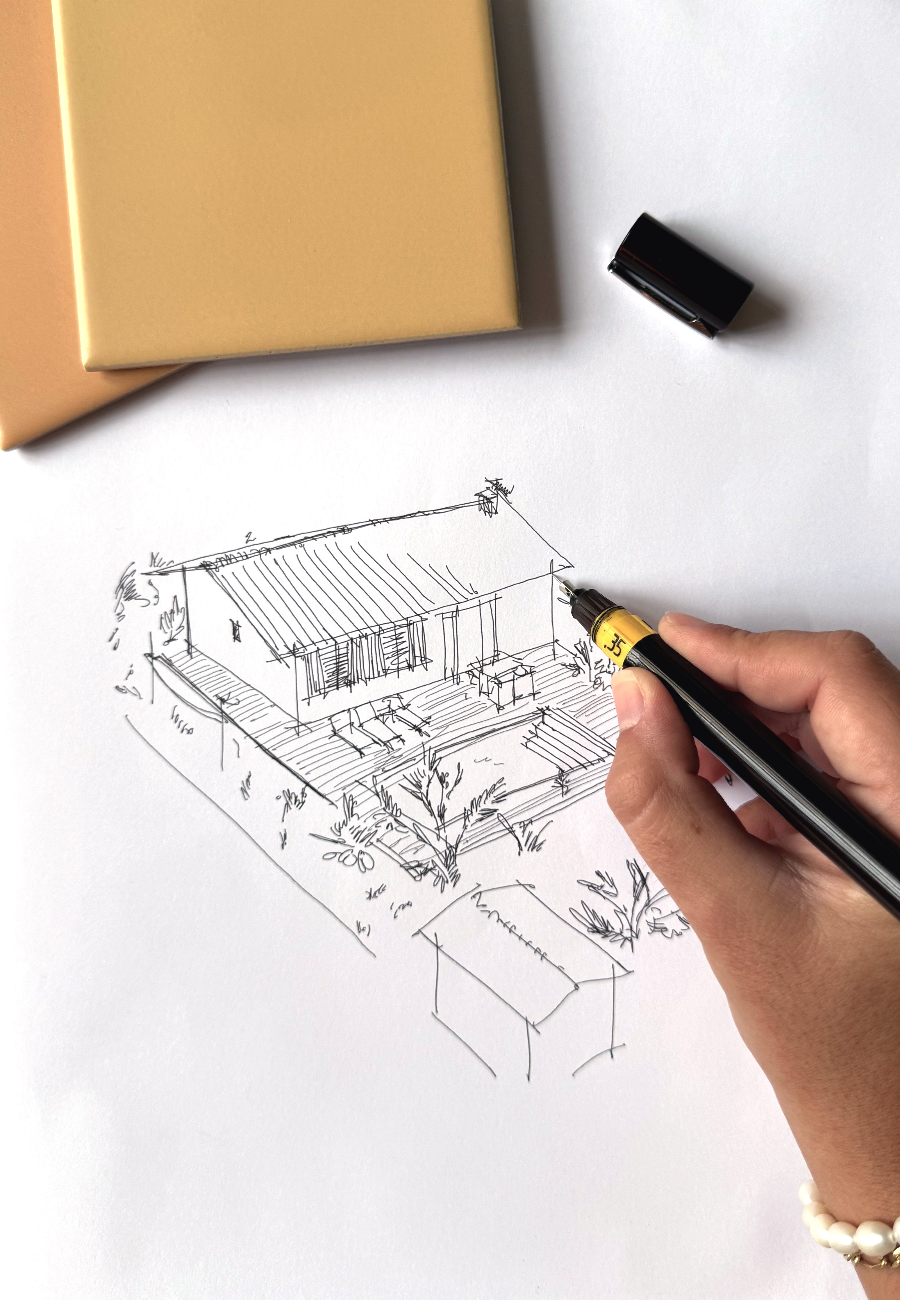 Maquette architecture en papier d'une maison privative réalisée par Solène Lebègue Atelier Petite Terre