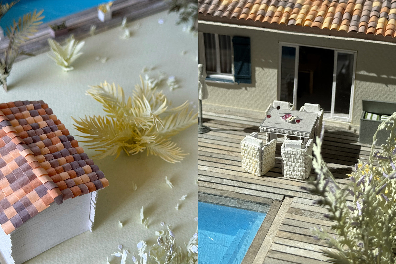 Maquette architecture en papier d'une maison privative réalisée par Solène Lebègue Atelier Petite Terre