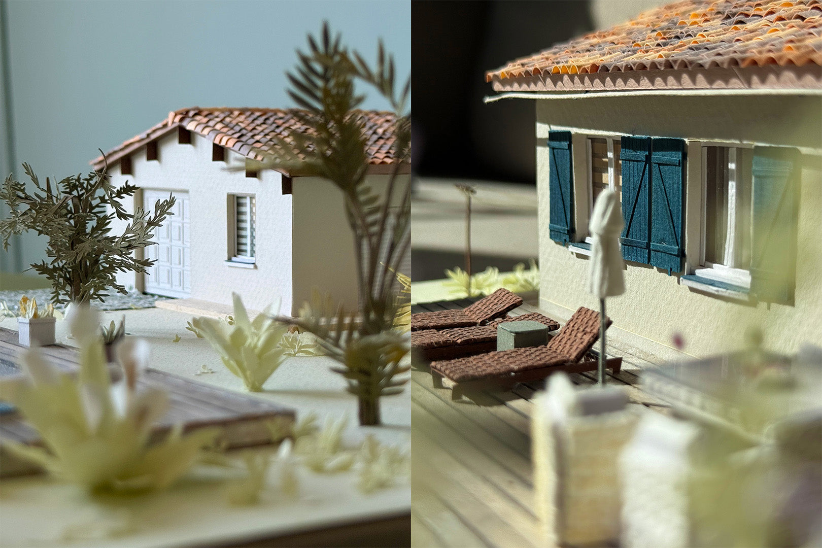 Maquette architecture en papier d'une maison privative réalisée par Solène Lebègue Atelier Petite Terre